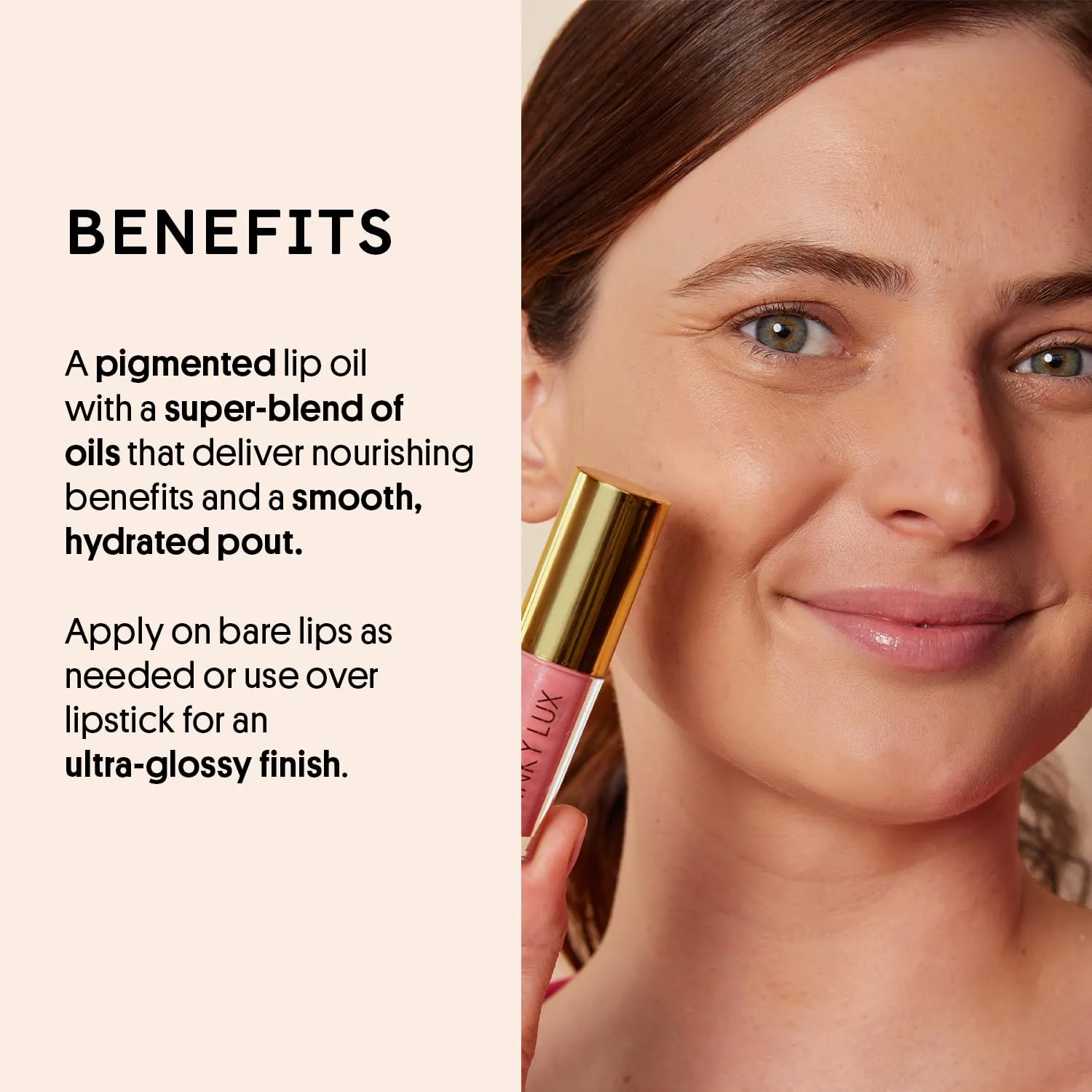 Winky Lux Very There Lip Oil, Hydrating Baby Pink Tint with Jojoba Oil, Non-Sticky Glossy Lip Oil, Tinted Pink Gloss for Juicy Lip, Passion