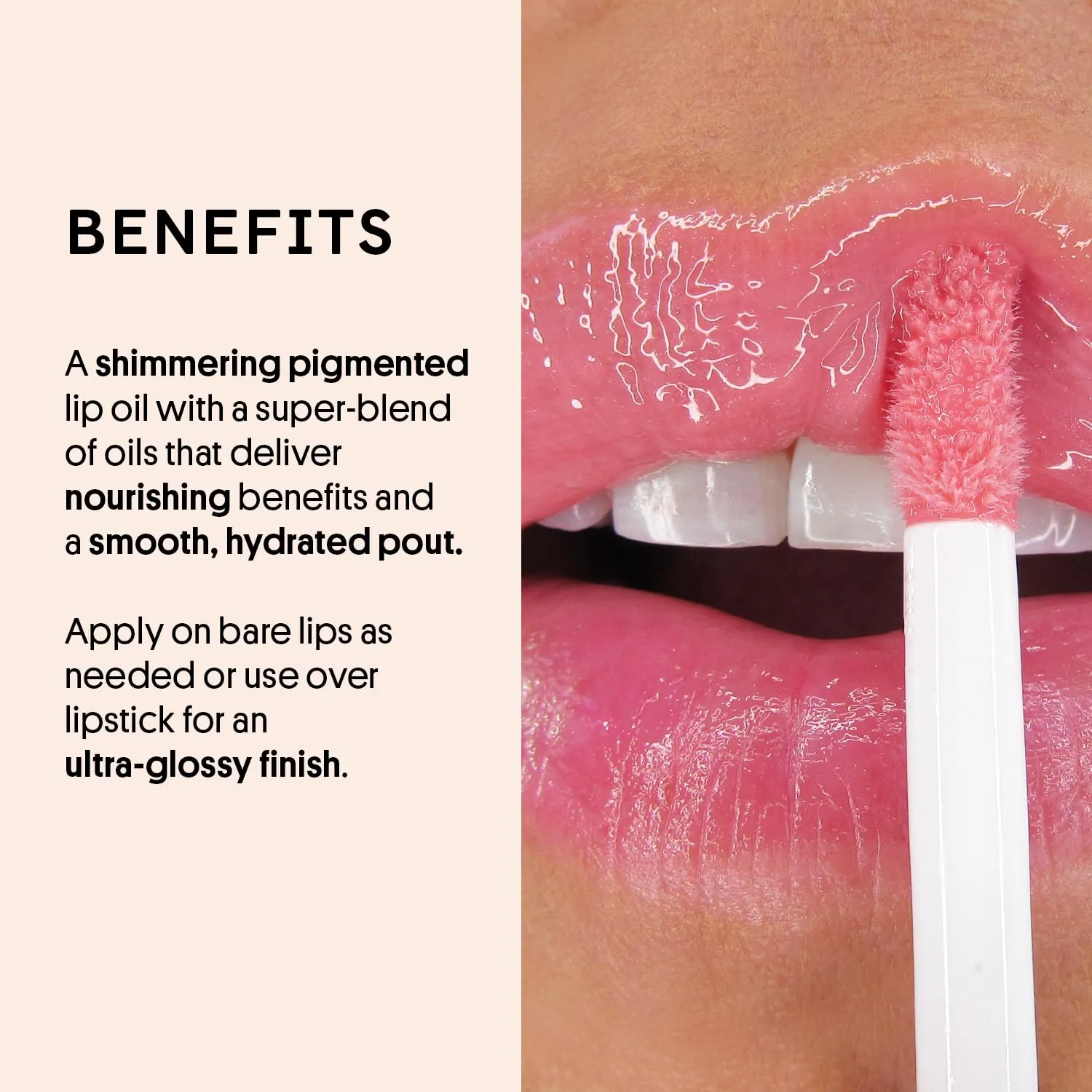 Winky Lux Very There Lip Oil, Hydrating Nude Pink Gloss with Jojoba Oil, Non-Sticky Glossy Lip Oil, Tinted Pink Gloss for Juicy Lips, Pink Opal