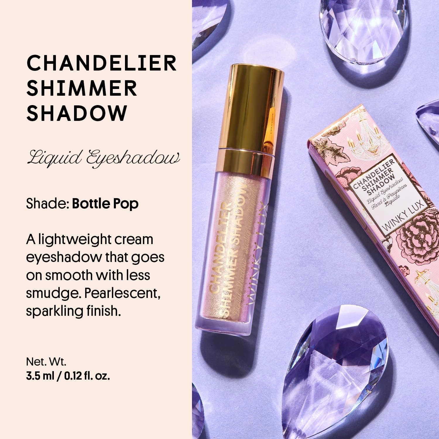 Winky Lux Chandelier Shimmer Shadow, Glitter & Cream Eyeshadow, Liquid Gold Eyeshadow, Bottle Pop