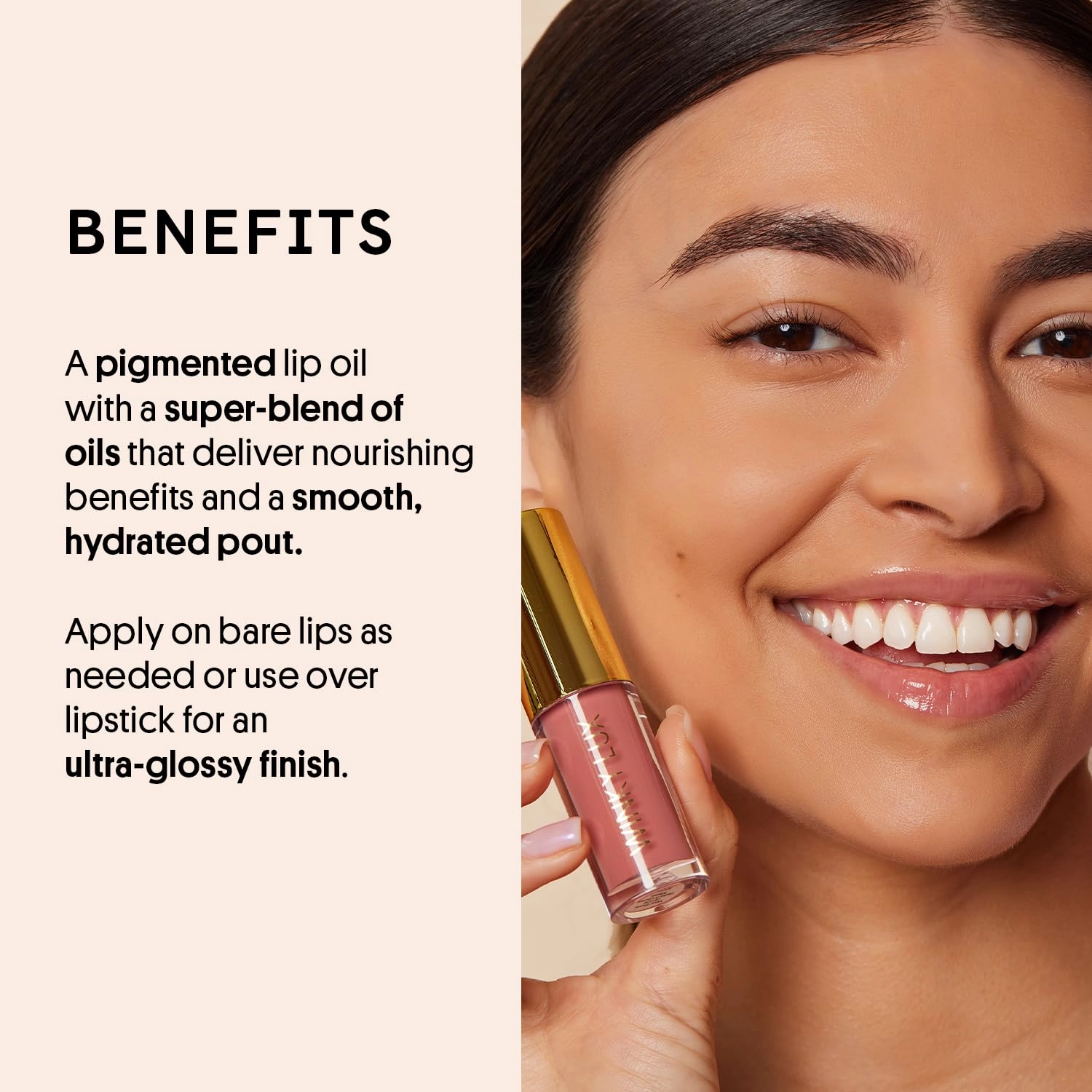 Winky Lux Very There Lip Oil, Hydrating Nude Pink Tint with Jojoba Oil, Non-Sticky Glossy Lip Oil, Tinted Pink Gloss for Juicy Lip, Muse