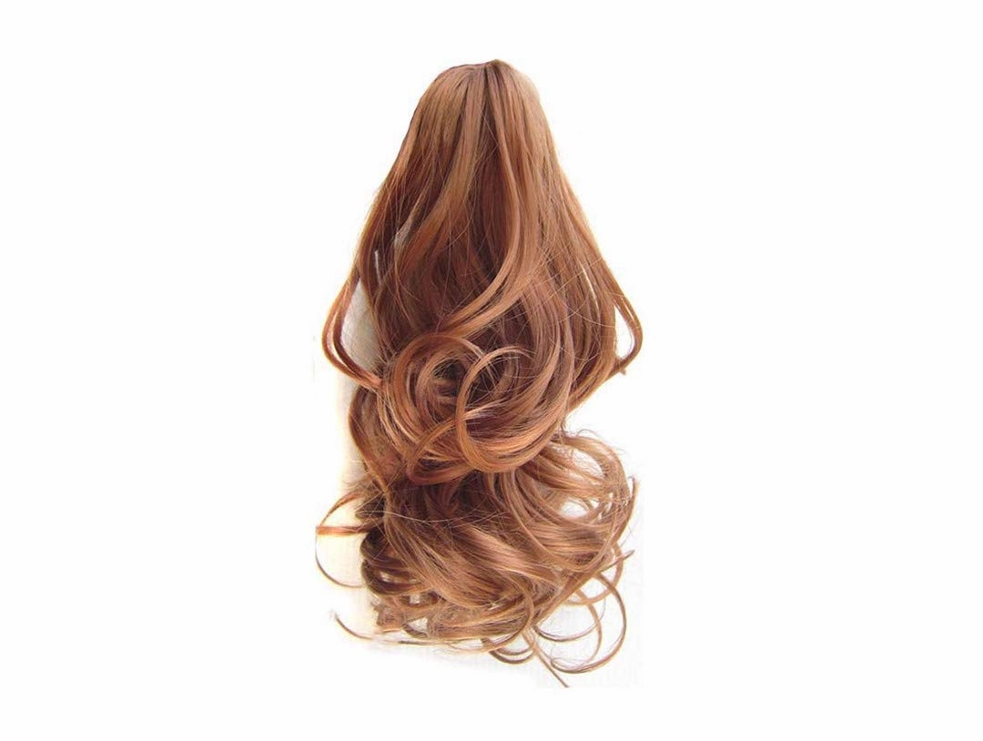 Women's Curly Claw Short Ponytail Blonde Brown Synthetic Wave Hair Little Ponytails 90G/Piece #30 16inches