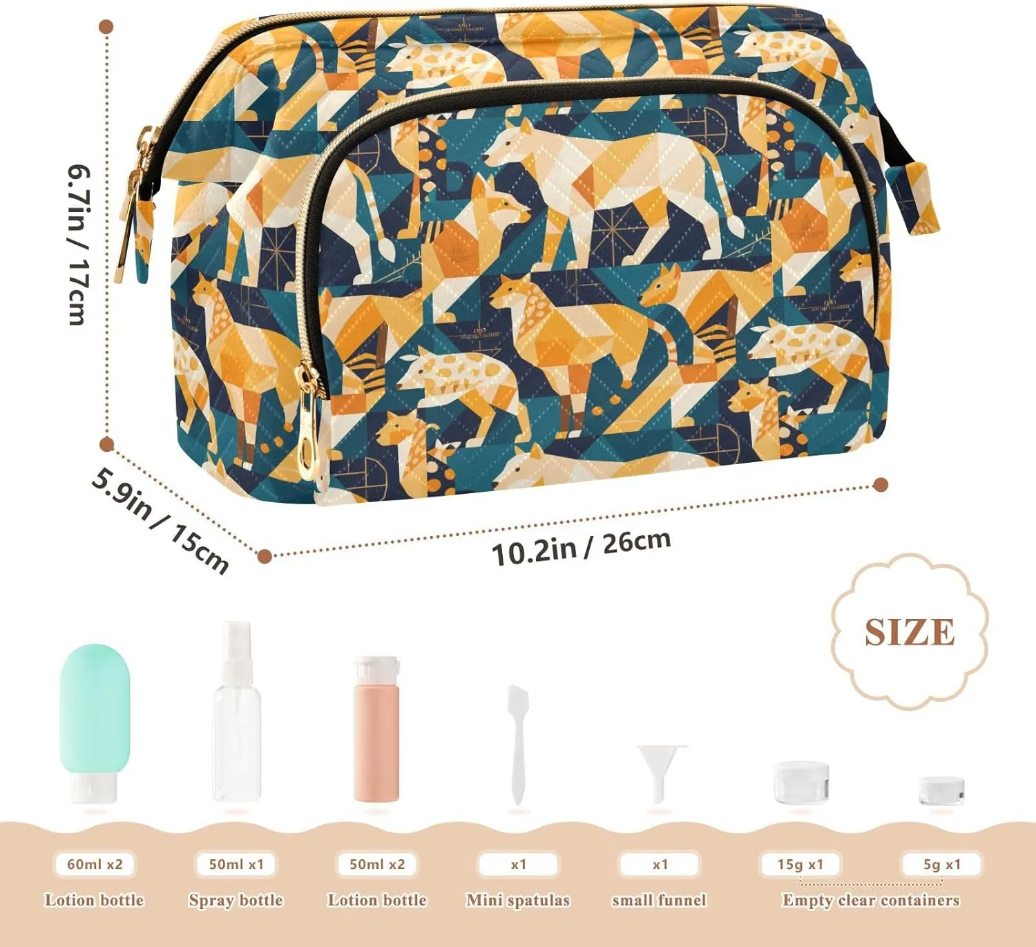 Women’s Cosmetic Bag with Wide-Open Top Quilted Puffer Design Multiple Compartments