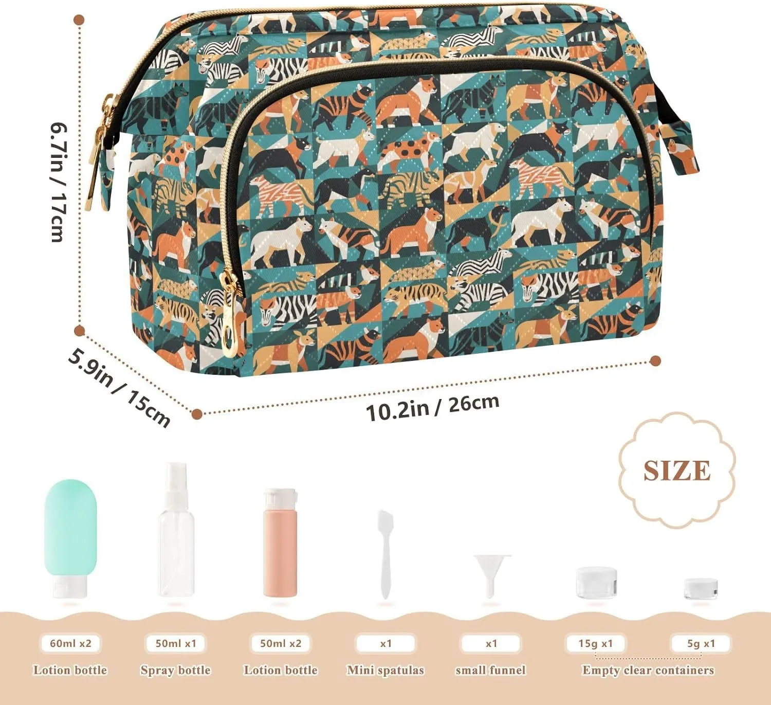 Women’s Cosmetic Bag with Wide-Open Top Quilted Puffer Design Multiple Compartments