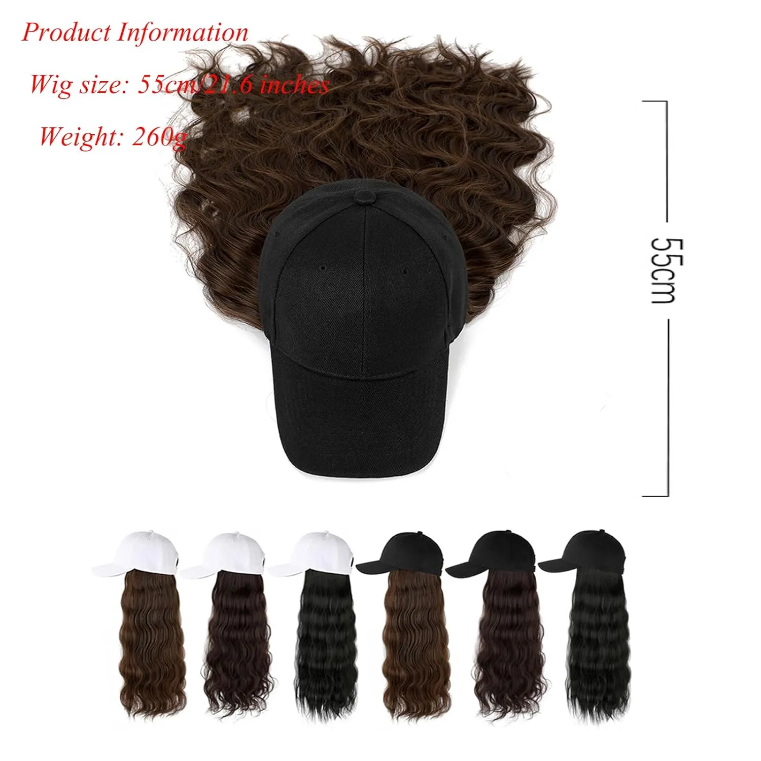 Women's Wig Baseball Hat Wool Curly Hair Big Wave Curly Hair Wig Sunshade hat wig Halloween Daily Party Use