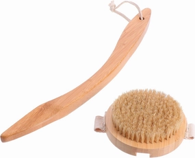 Wooden Bath Brush Long Handle Brush Scrubbing Sponge Shower Brush Tool Deep Cleansing for Dry Skin Family-Friendly