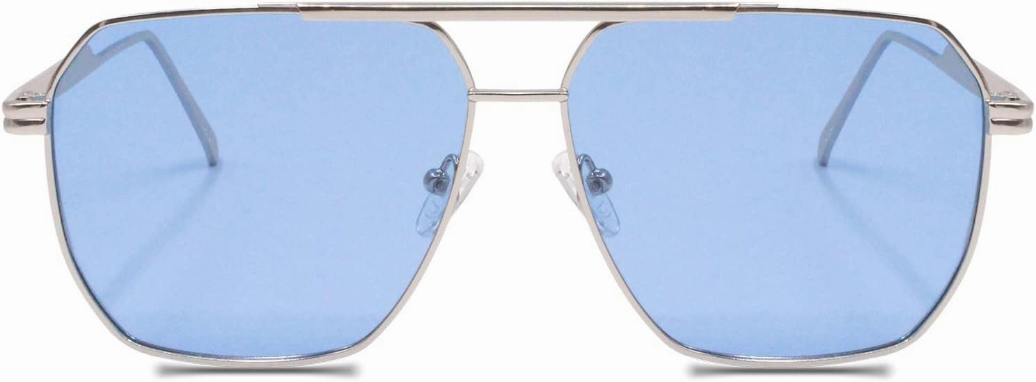 Xpectrum Retro Oversized Aviator Trendy Sunglasses Mens Womens Square Metal Gold Sun Glasses Polarized Lens