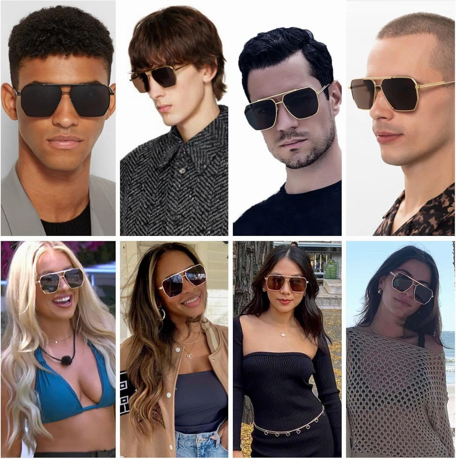 Xpectrum Retro Oversized Aviator Trendy Sunglasses Mens Womens Square Metal Gold Sun Glasses Polarized Lens