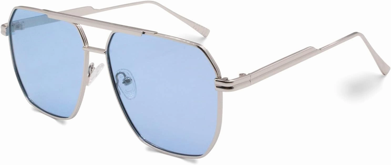 Xpectrum Retro Oversized Aviator Trendy Sunglasses Mens Womens Square Metal Gold Sun Glasses Polarized Lens