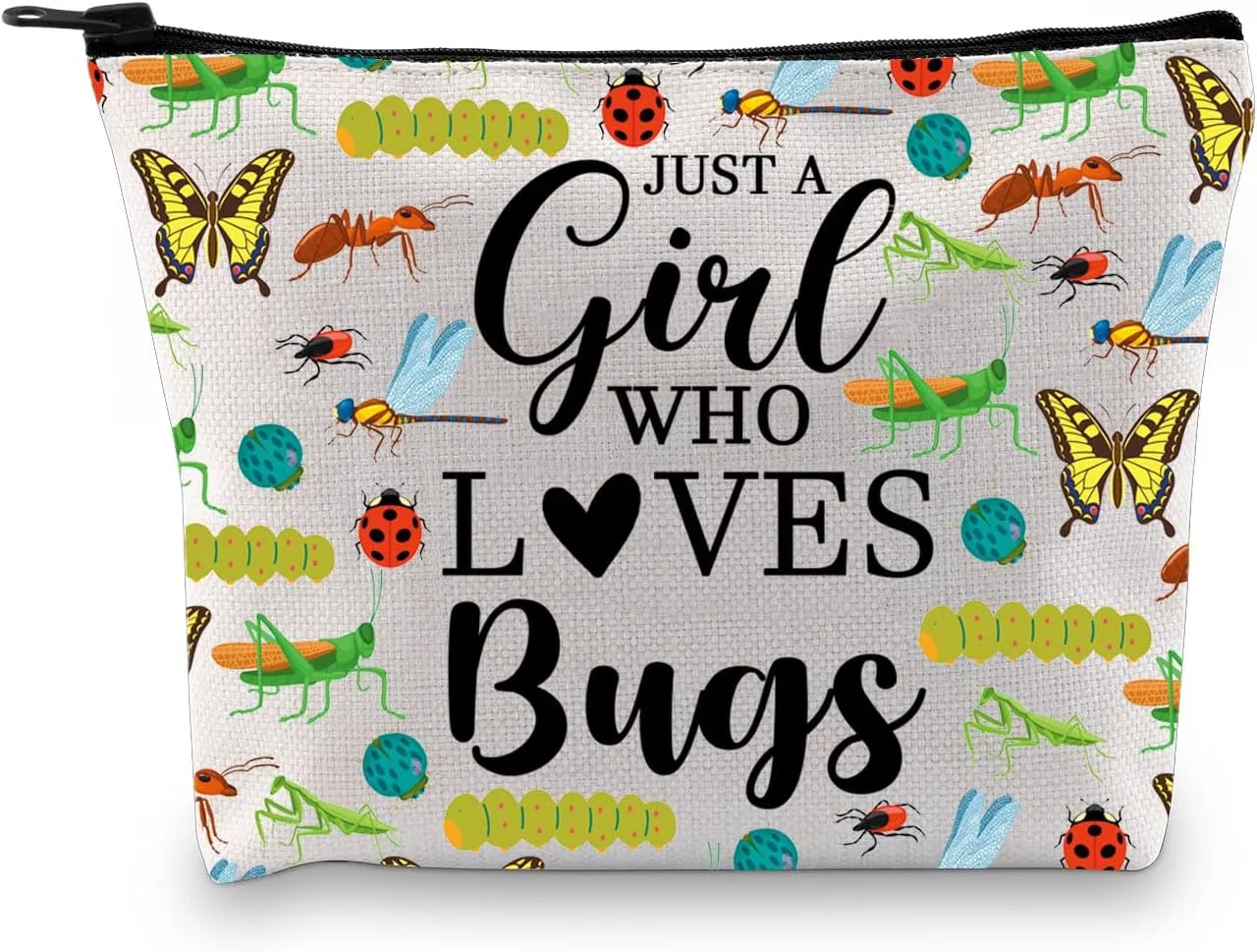 XYANFA Flying Insect Makeup Bag Insect Lover gifts Entomologist Gifts Insect Gifts For Women Insect Collector Gift Zipper Pouch (WHO LOVES BUGS)