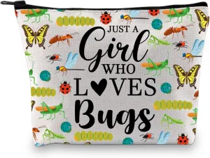 XYANFA Flying Insect Makeup Bag Insect Lover gifts Entomologist Gifts Insect Gifts For Women Insect Collector Gift Zipper Pouch (WHO LOVES BUGS)