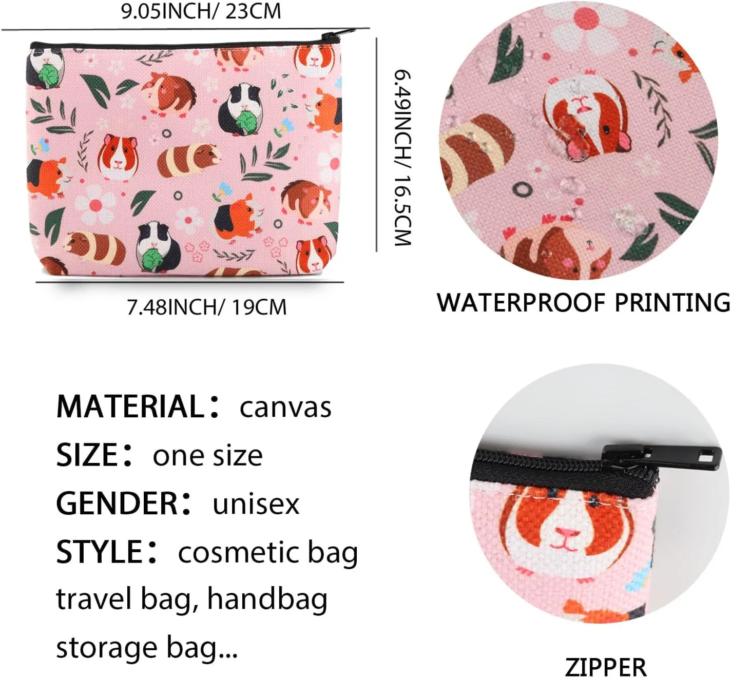 XYANFA Guinea Pig Makeup Bag - Cute Animal Zipper Pouch Gifts For Girls & Women Lovers