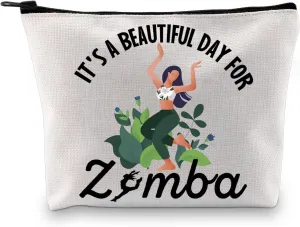 XYANFA It's A Beautiful Day for Zummba Cosmetic Bag Zummba Lover Gift Zummba Instructor Zummba Dancer Fitness Coach Zipper Pouch