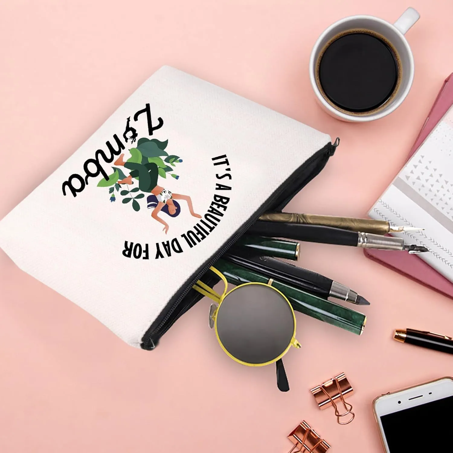 XYANFA It's A Beautiful Day for Zummba Cosmetic Bag Zummba Lover Gift Zummba Instructor Zummba Dancer Fitness Coach Zipper Pouch