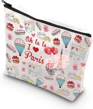 XYANFA Tower Travel Bag Paris Lover Gift Vacation Travel Gift Cute Paris Makeup Bag Paris France Cosmetic Bag Oh La La I Love Paris (Oh la la I love Paris)