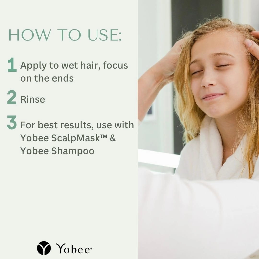 Yobee Naturally Nourishing Hair Conditioner - Dry, Itchy Scalp & Dandruff Relief - Hydrating w/Probiotic extracts, Honey, Turmeric, Vitamin B12, Coconut & Avocado Oil - Adults and Children (1)