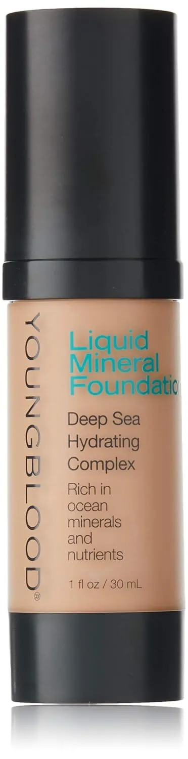 Youngblood Clean Luxury Cosmetics Liquid Mineral Foundation, Capri | Dewy Mineral Lightweight Full Coverage Makeup for Dry Skin Poreless Flawless Tinted Glow | Vegan, Cruelty Free, Gluten-Free